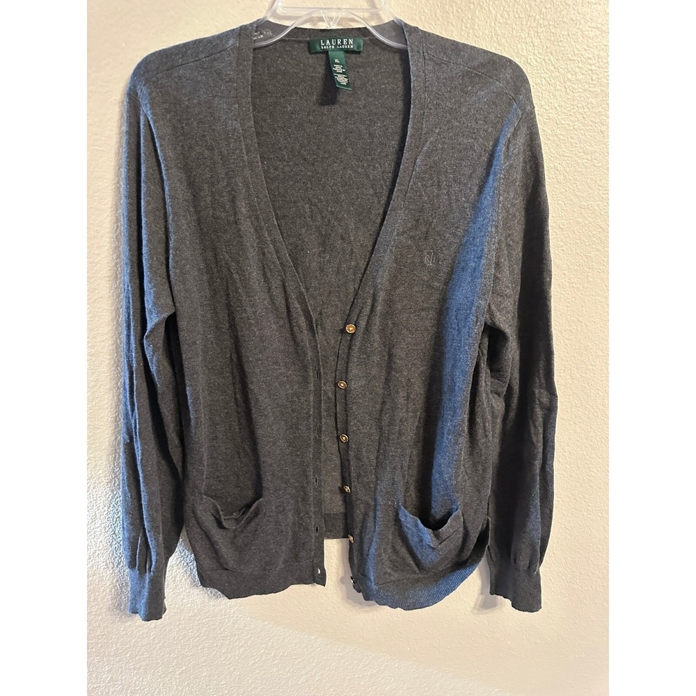 Lauren Ralph Lauren Cardigan Sweater Knitwear Gold Button XL